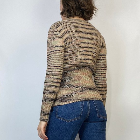 Vtg 70s Hand Knit SPARKLY SPACE DYE Sweater! Small to Medium - Picture 3 of 5